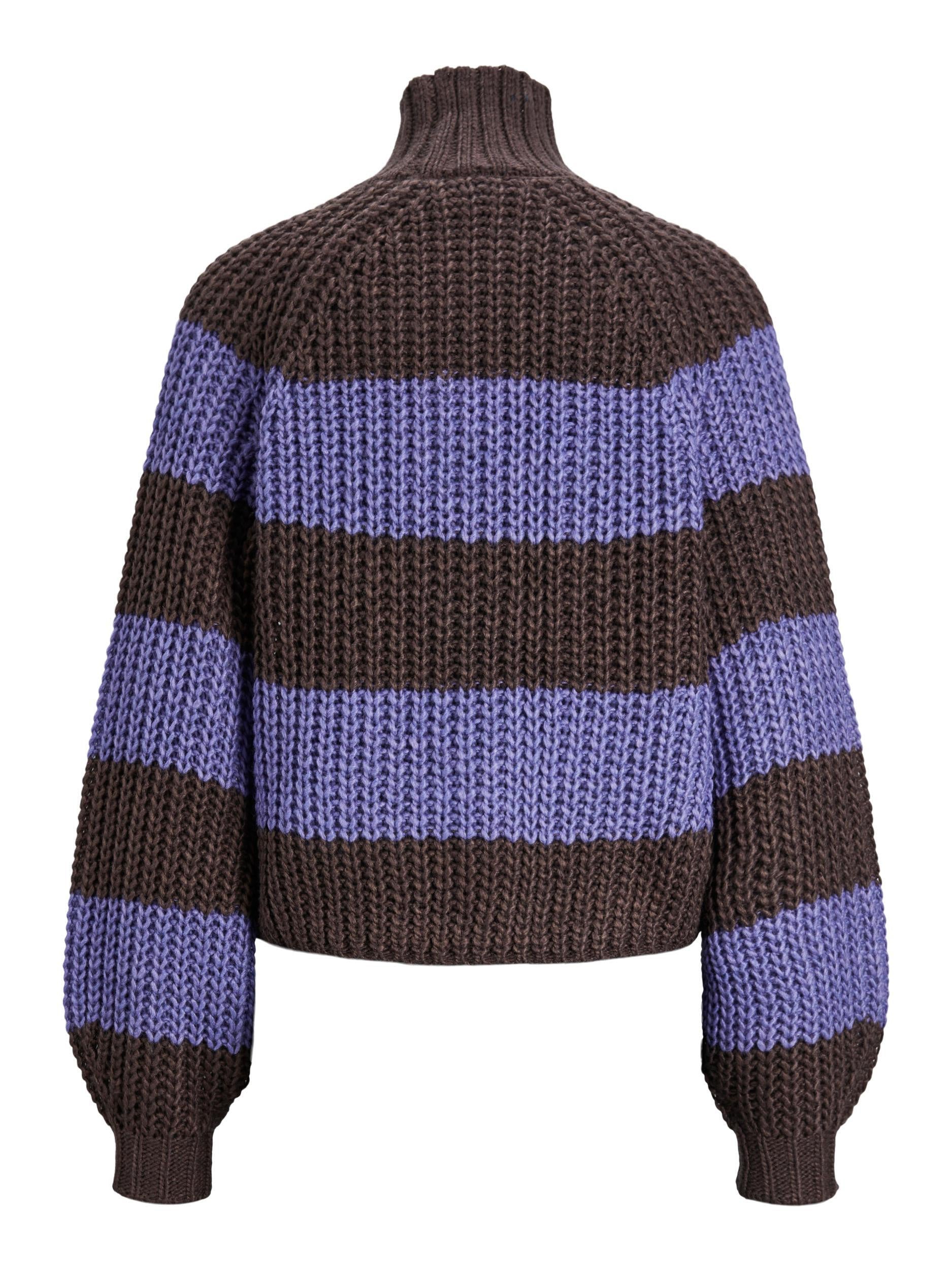 Gestreifter Strickpullover - Twilight Purple/Seal Brown - Mehrfarbig