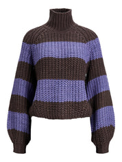 Gestreifter Strickpullover - Twilight Purple/Seal Brown - Mehrfarbig