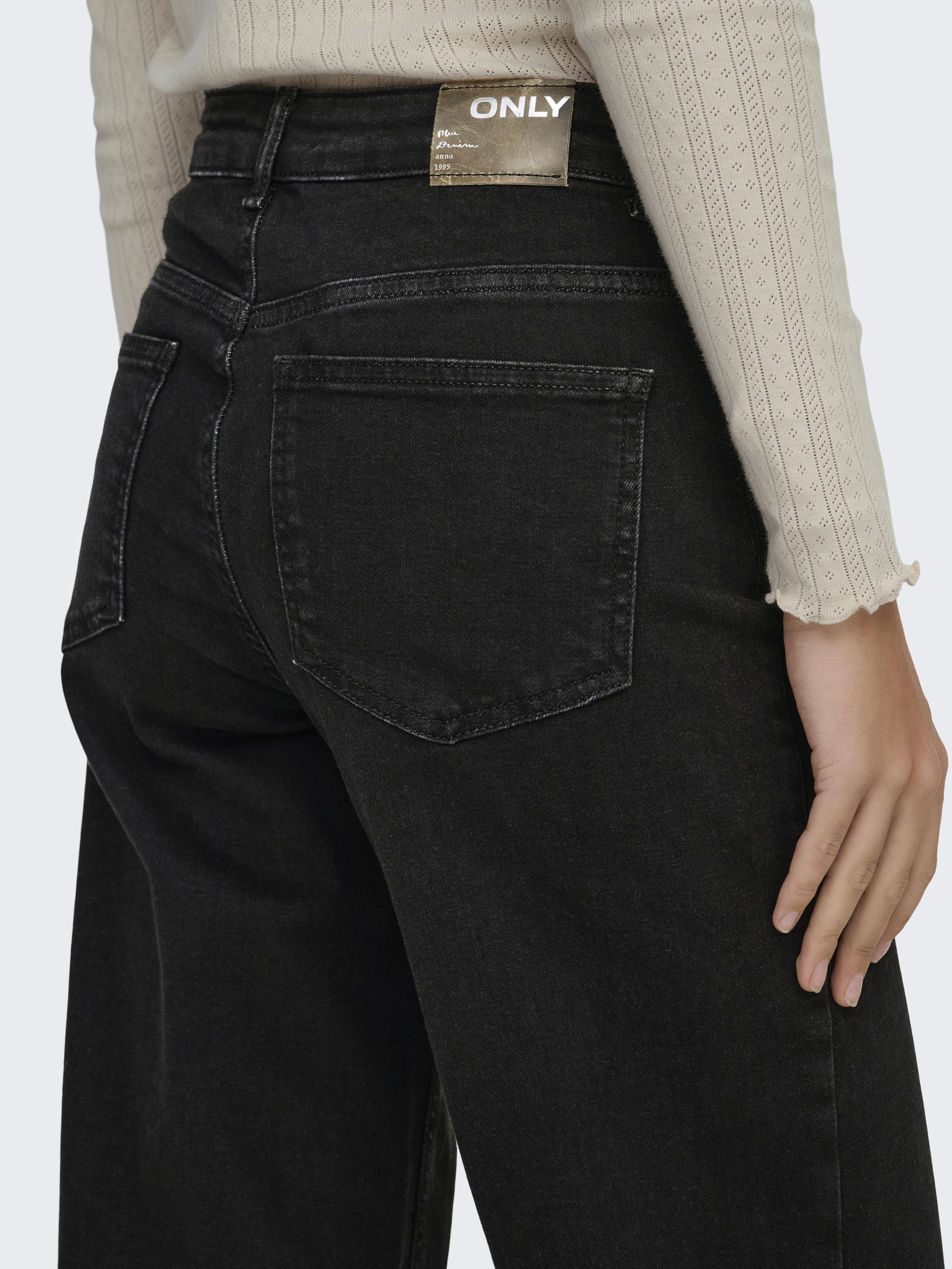 Jeans Wide Leg - Washed Black - Schwarz