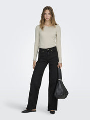 Jeans Wide Leg - Washed Black - Schwarz