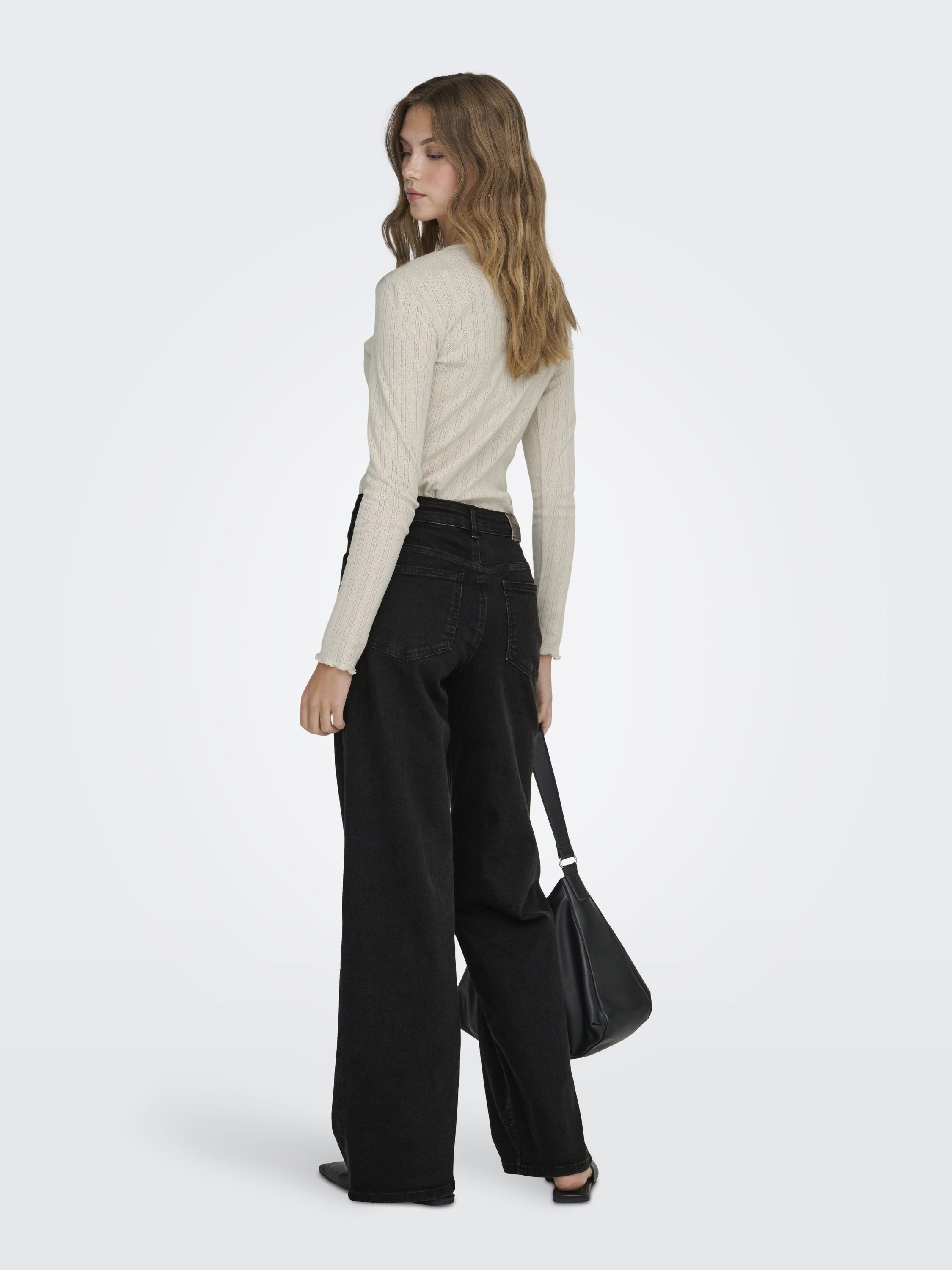Jeans Wide Leg - Washed Black - Schwarz