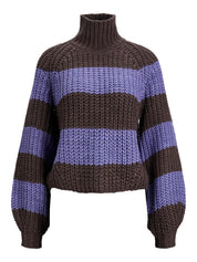 Gestreifter Strickpullover - Twilight Purple/Seal Brown - Mehrfarbig