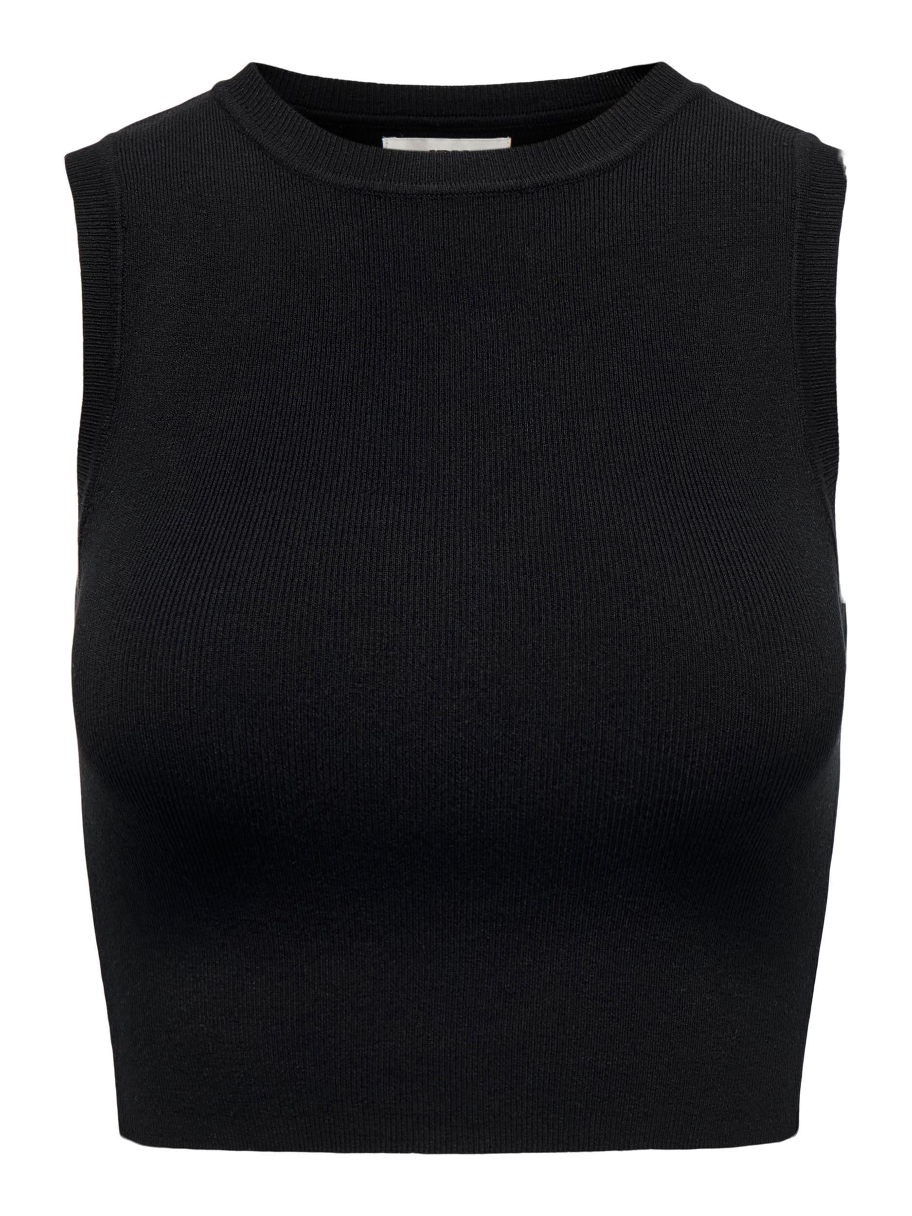 Cropped Strick-Top - Black - Schwarz