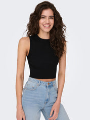Cropped Strick-Top - Black - Schwarz