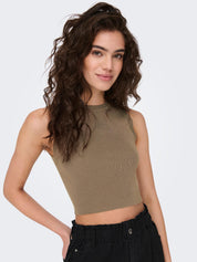 Cropped Strick-Top - Walnut - Braun