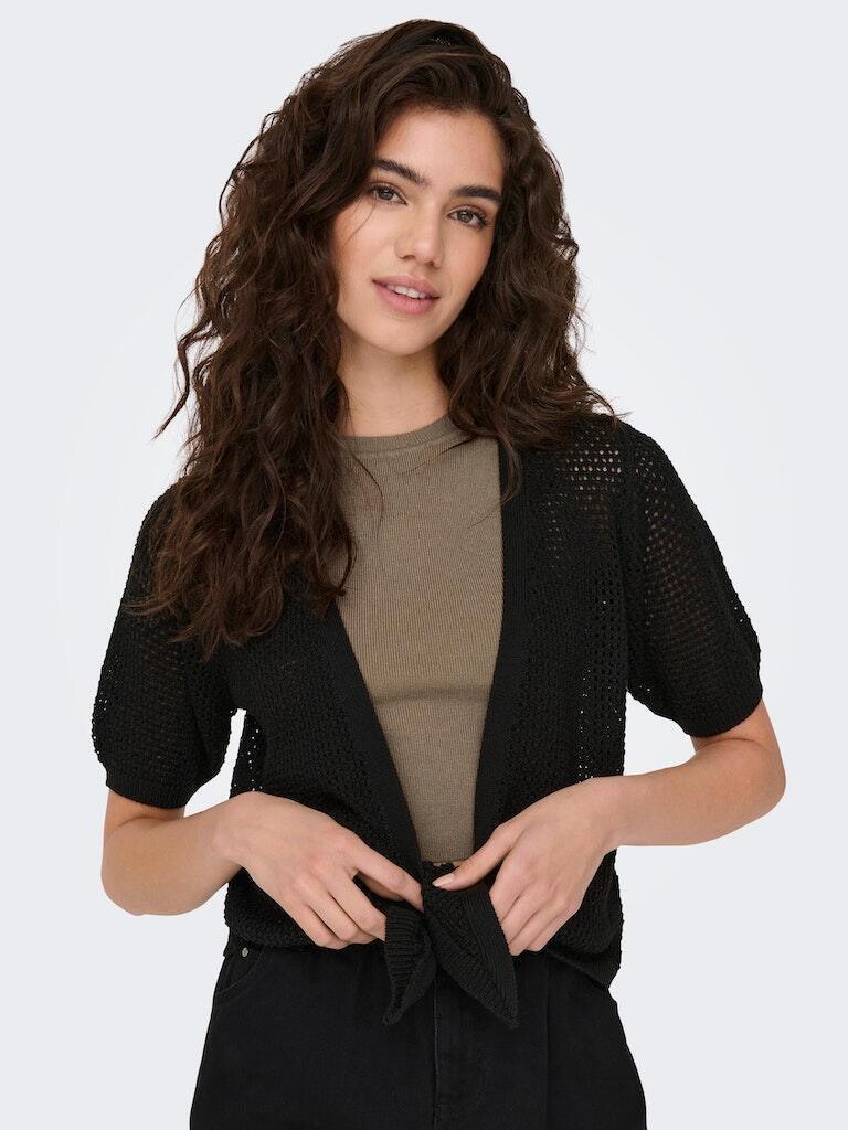 Kurze Strickjacke - Black - Schwarz