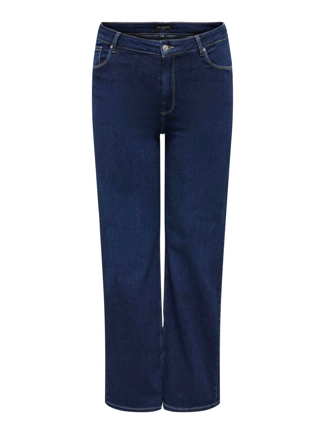 Straight Leg Jeans - Dark Blue Denim - Blau