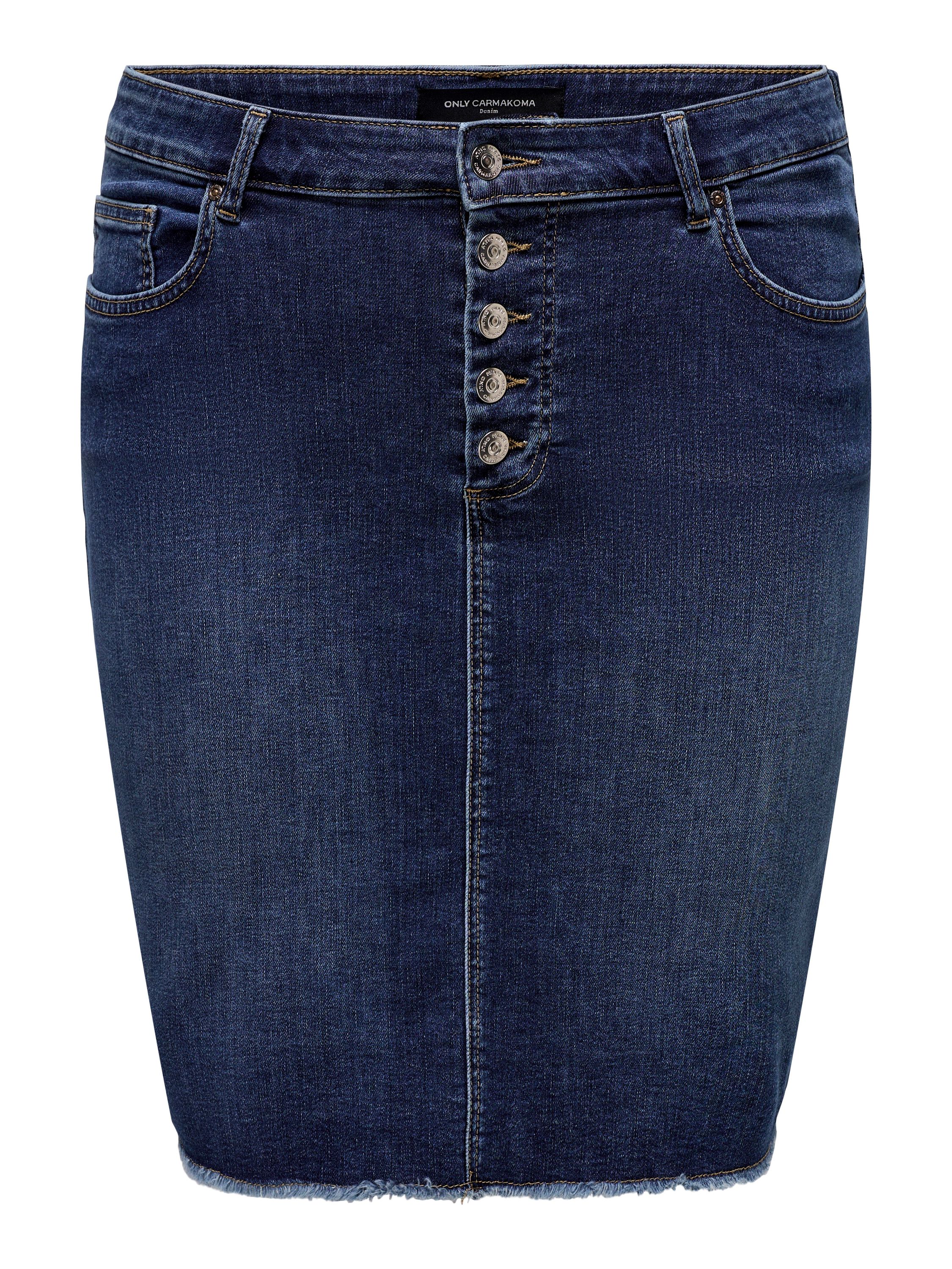 Jeansrock Midi aus Baumwolle - Dark Blue Denim - Blau