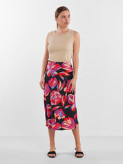 Midirock mit Blumenprint - Black/FLOWER PRINT - Pink