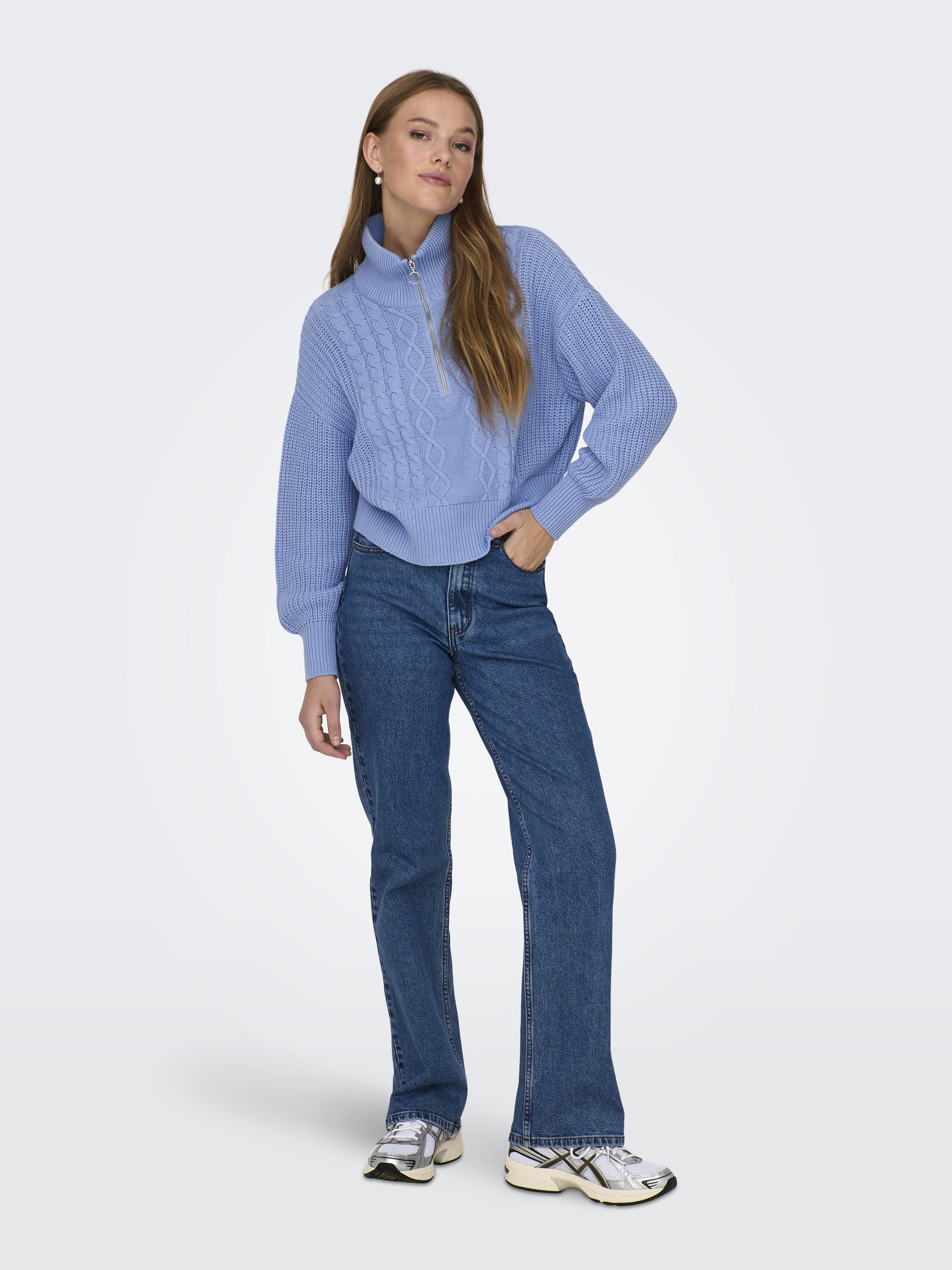 Strickpullover aus Baumwollmix - Grapemist - Blau