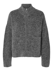 Strickjacke aus Wollmix - Medium Grey Melange - Grau
