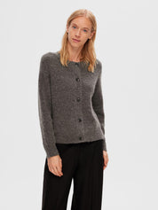 Strickcardigan aus Wollmix - Medium Grey Melange - Grau