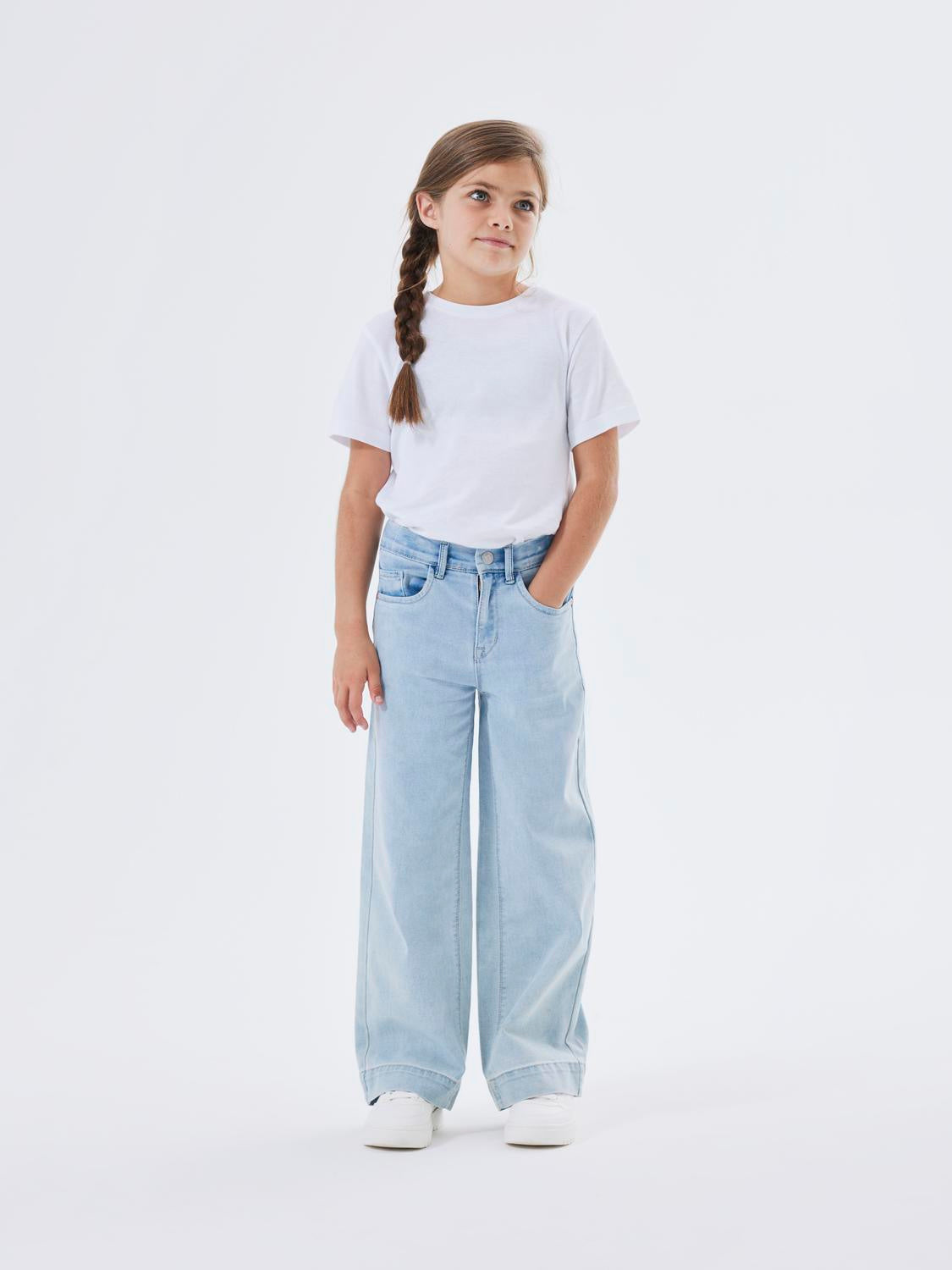 Wide Leg Jeans - Light Blue Denim - Blau