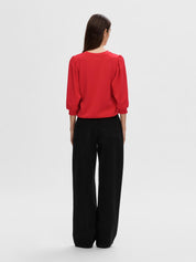 Sweatshirt mit Puffärmeln - Flame Scarlet - Rot