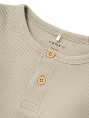 Geripptes Langarmshirt mit Henleykragen - Pure Cashmere - Beige