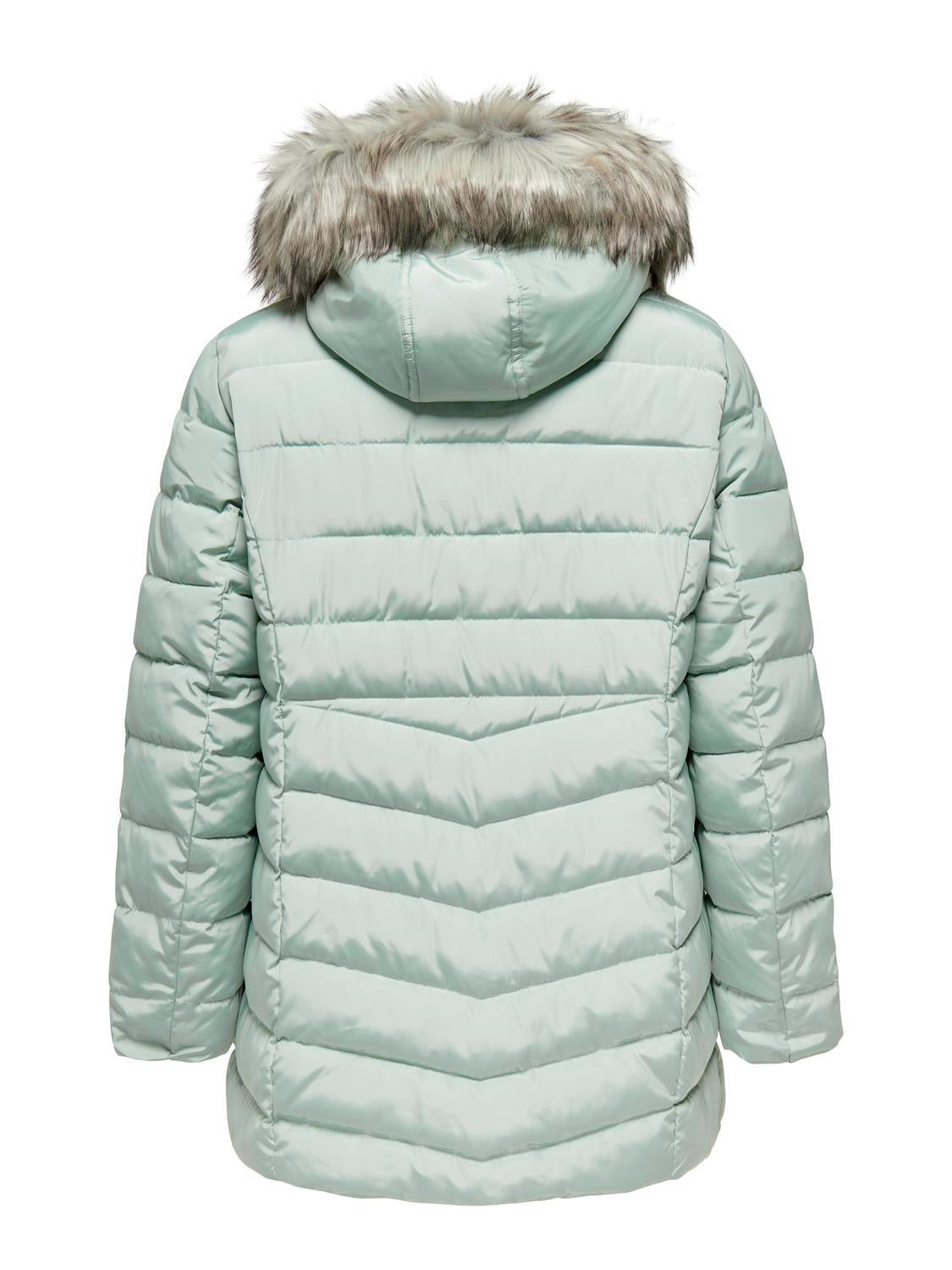 Gesteppte Winterjacke - Aqua Gray/NATURE FUR - Grün