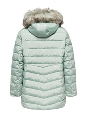 Gesteppte Winterjacke - Aqua Gray/NATURE FUR - Grün