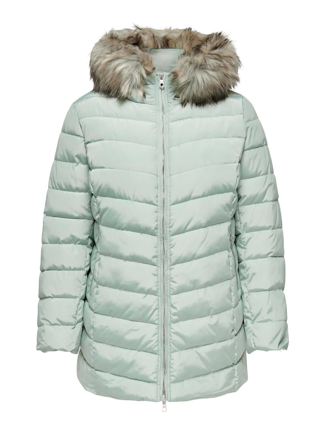 Gesteppte Winterjacke - Aqua Gray/NATURE FUR - Grün