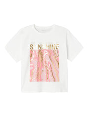 T-Shirt mit Print - Bright White/Pink Nectar - Weiß | Pink