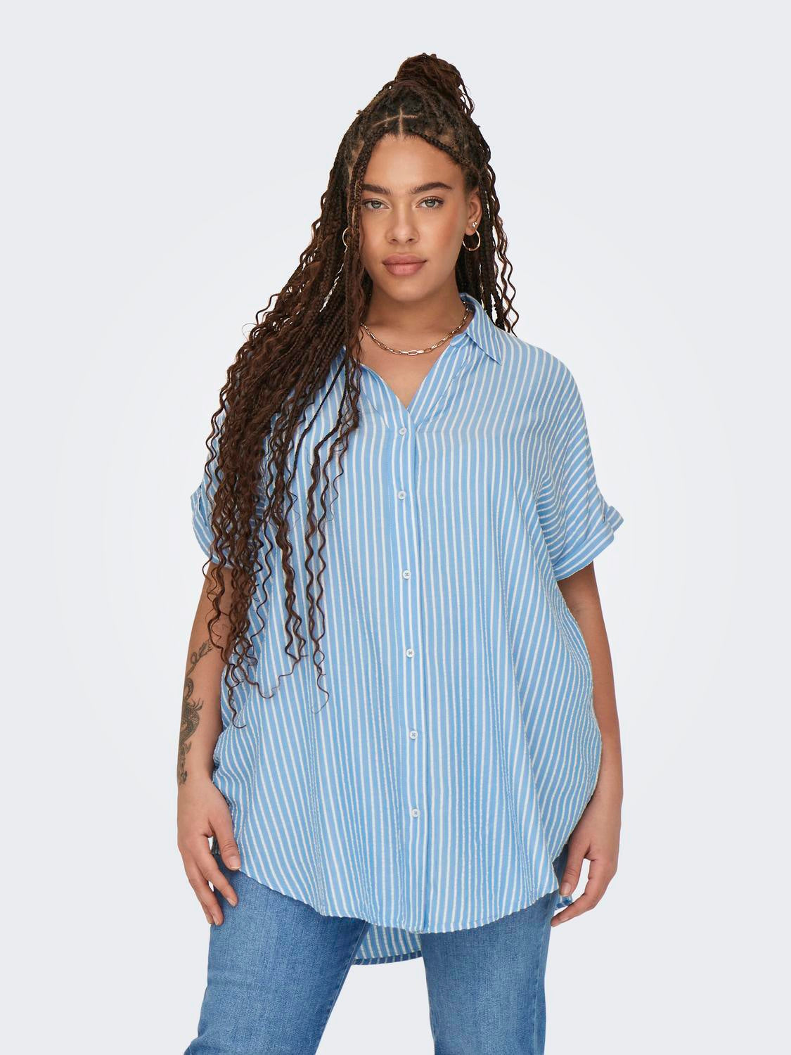 Bluse aus Viskose - Azure Blue/CLOUD DANCER - Blau