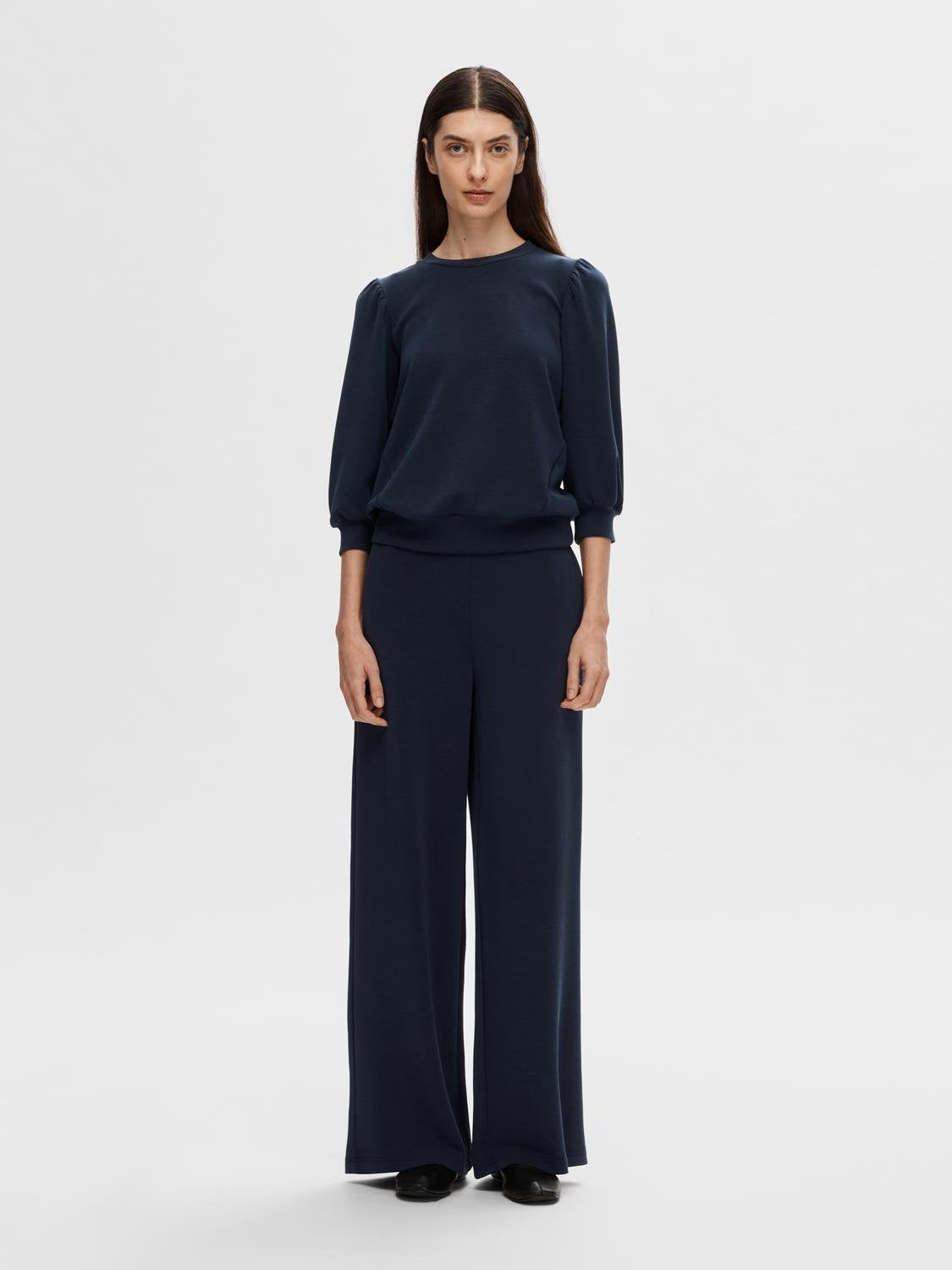 Sweatshirt mit Puffärmeln - Dark Sapphire - Blau