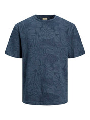 Gemustertes T-Shirt - Dark Denim - Blau