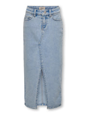 Jeansrock mit Schlitz - Light Blue Denim - Blau