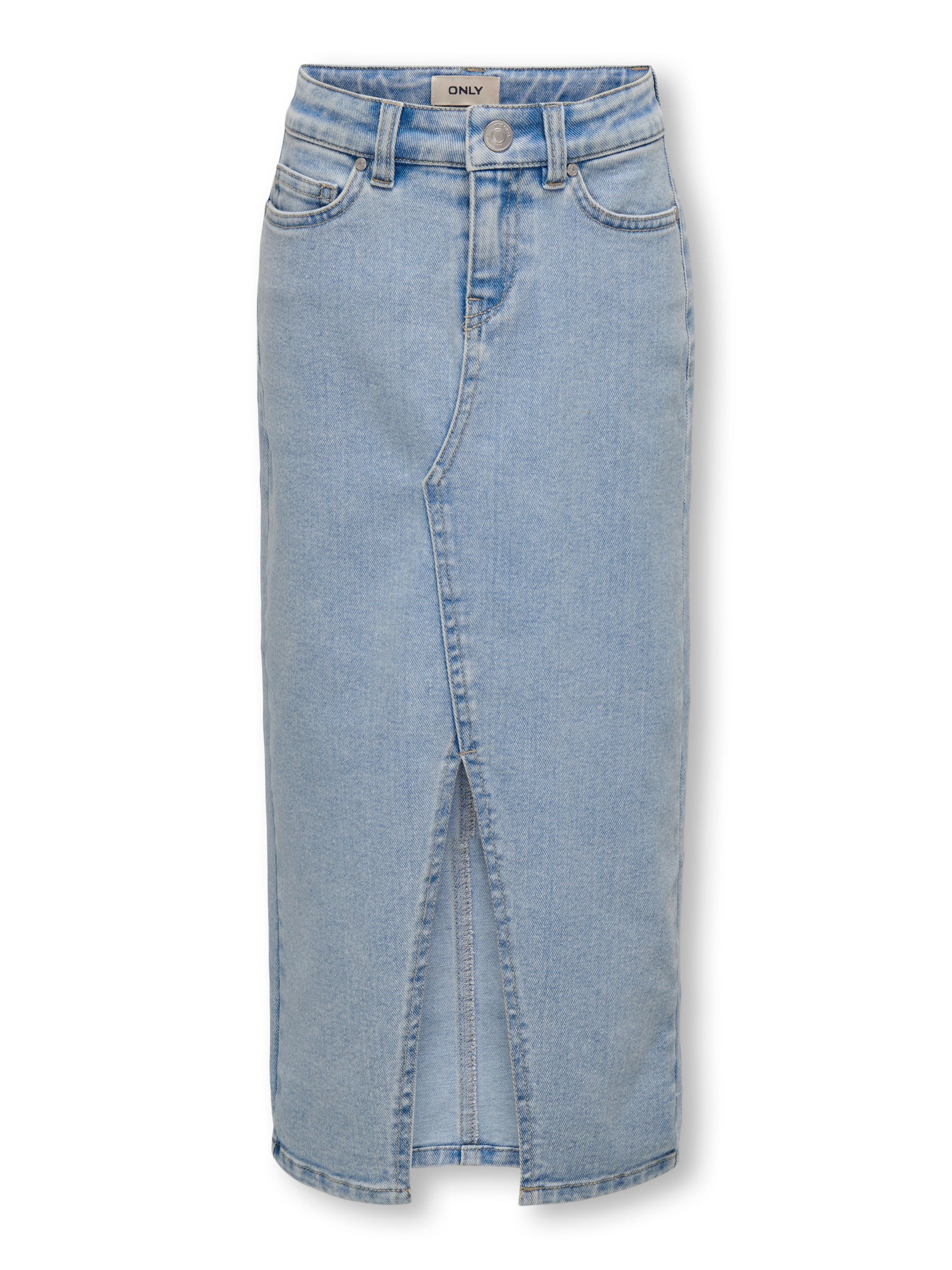 Jeansrock mit Schlitz - Light Blue Denim - Blau