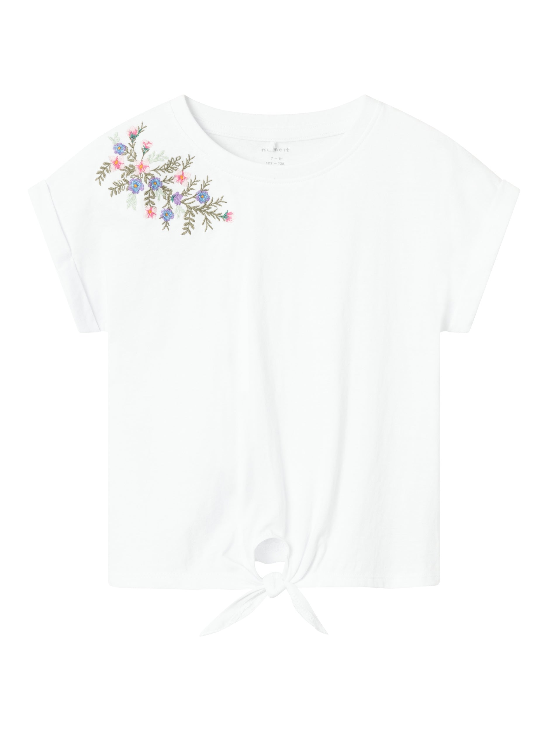 T-Shirt mit Stick-Detail - Bright White - Weiß