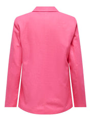 Leinen Blazer - Hot Pink/STRIPED LINING - Pink