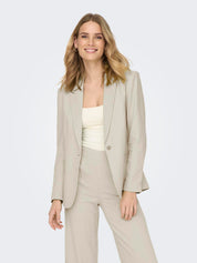 Leinen Blazer - Oatmeal/STRIPED LINING - Beige