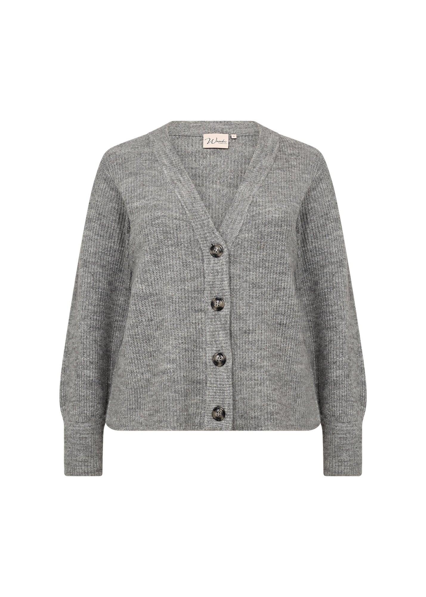 Strickcardigan mit V-Ausschnitt - 99470-MED. GREY MELANGE - Grau