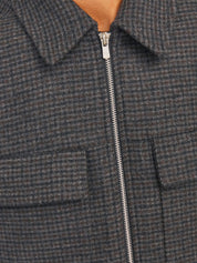 Übergangsjacke mit aufliegendem Kragen - Black/HOUNDSTOOTH - Grau