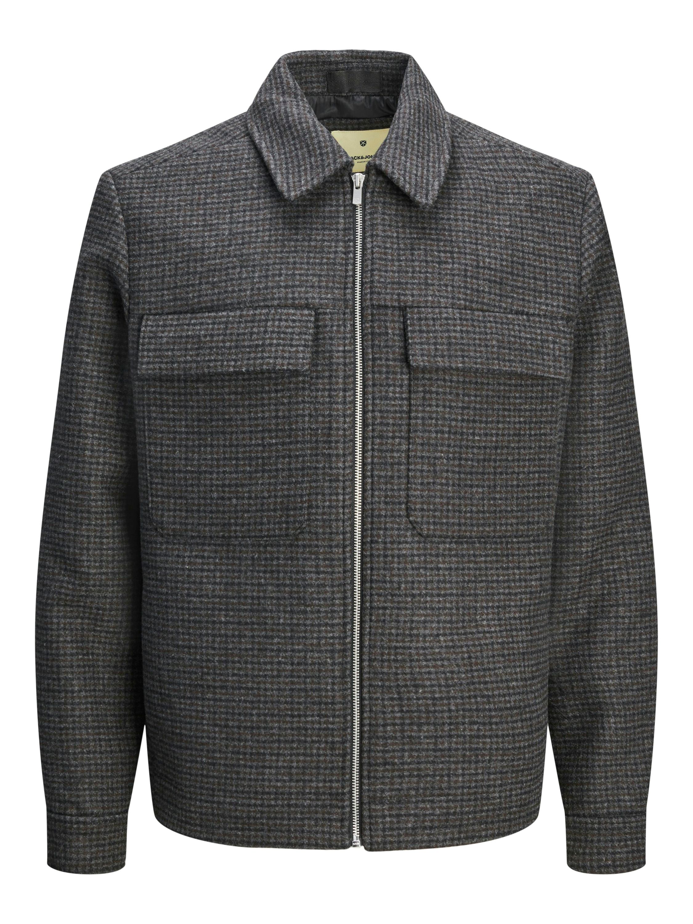 Übergangsjacke mit aufliegendem Kragen - Black/HOUNDSTOOTH - Grau