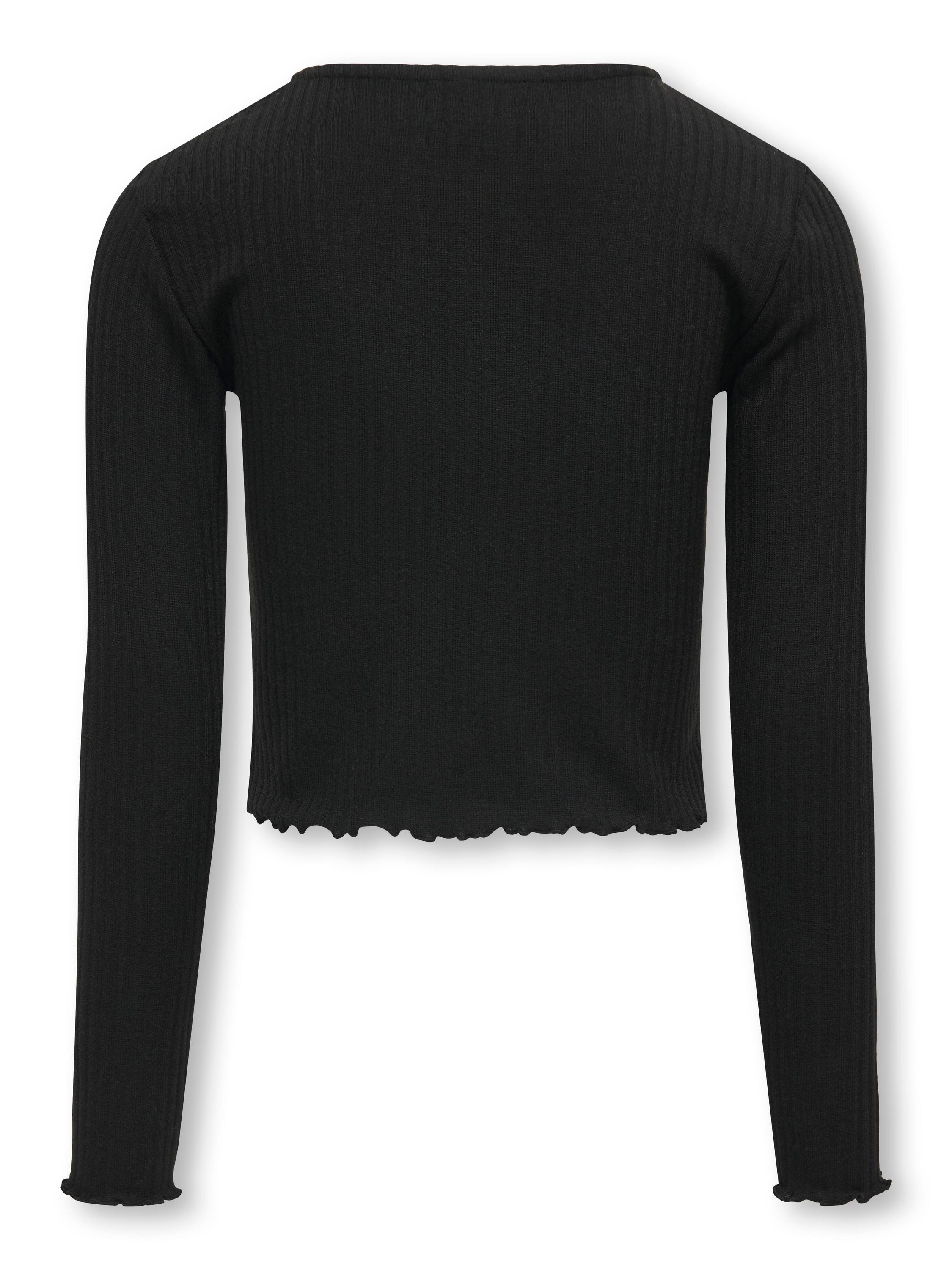 Cropped Langarmshirt - Black - Schwarz