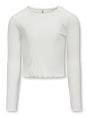 Cropped Langarmshirt - Cloud Dancer - Weiß