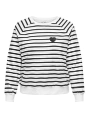 Sweatshirt aus Baumwolle - Cloud Dancer/Night sky + Heart - Blau | Weiß