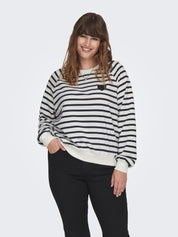 Sweatshirt aus Baumwolle - Cloud Dancer/Night sky + Heart - Blau | Weiß