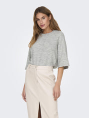 Pullover 3/4 Arm - Light Grey Melange - Grau