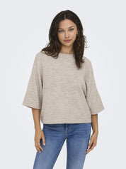 Pullover 3/4 Arm - Pumice Stone/MELANGE - Beige