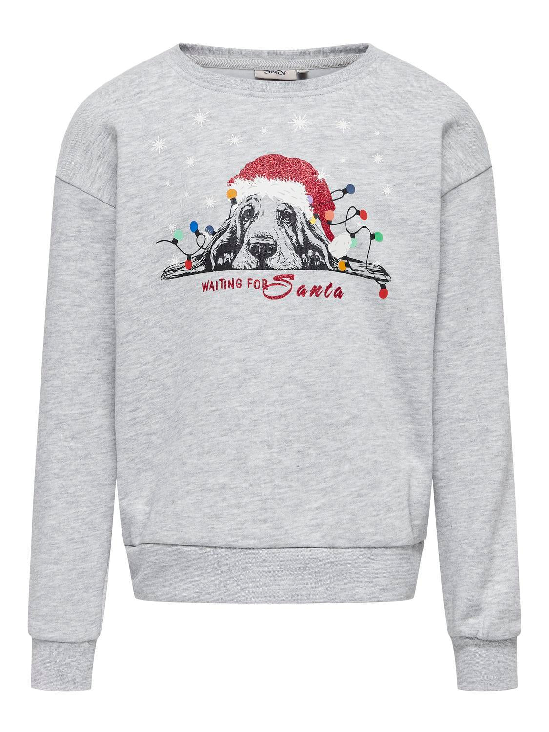 Pullover mit Weihnachtsmotiv - Light Grey Melange/Bassethound - Grau