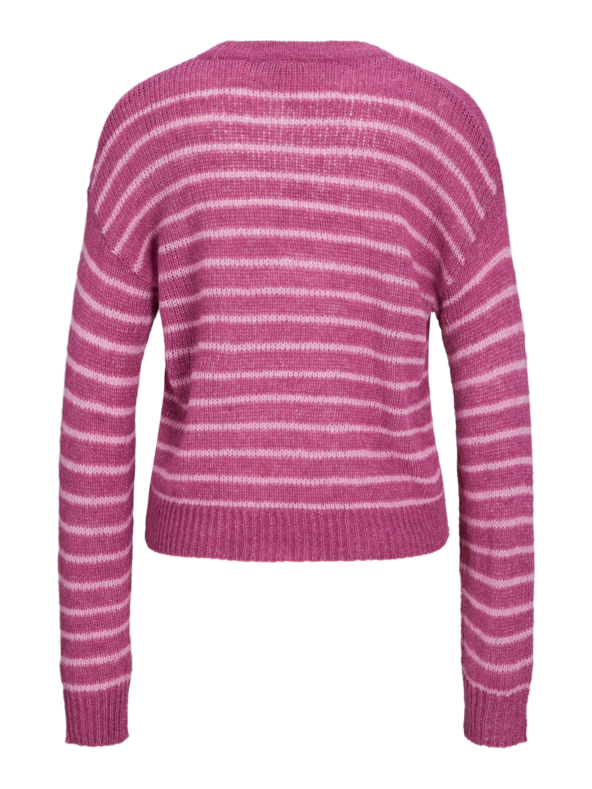 Gestreifter Strickpullover - Fuchsia Red//Moonlite Mauve - Violett