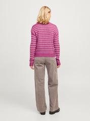 Gestreifter Strickpullover - Fuchsia Red//Moonlite Mauve - Violett