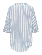 Bluse CARO aus Leinenmix - Coronet Blue/BRIGHT WHITE - Blau