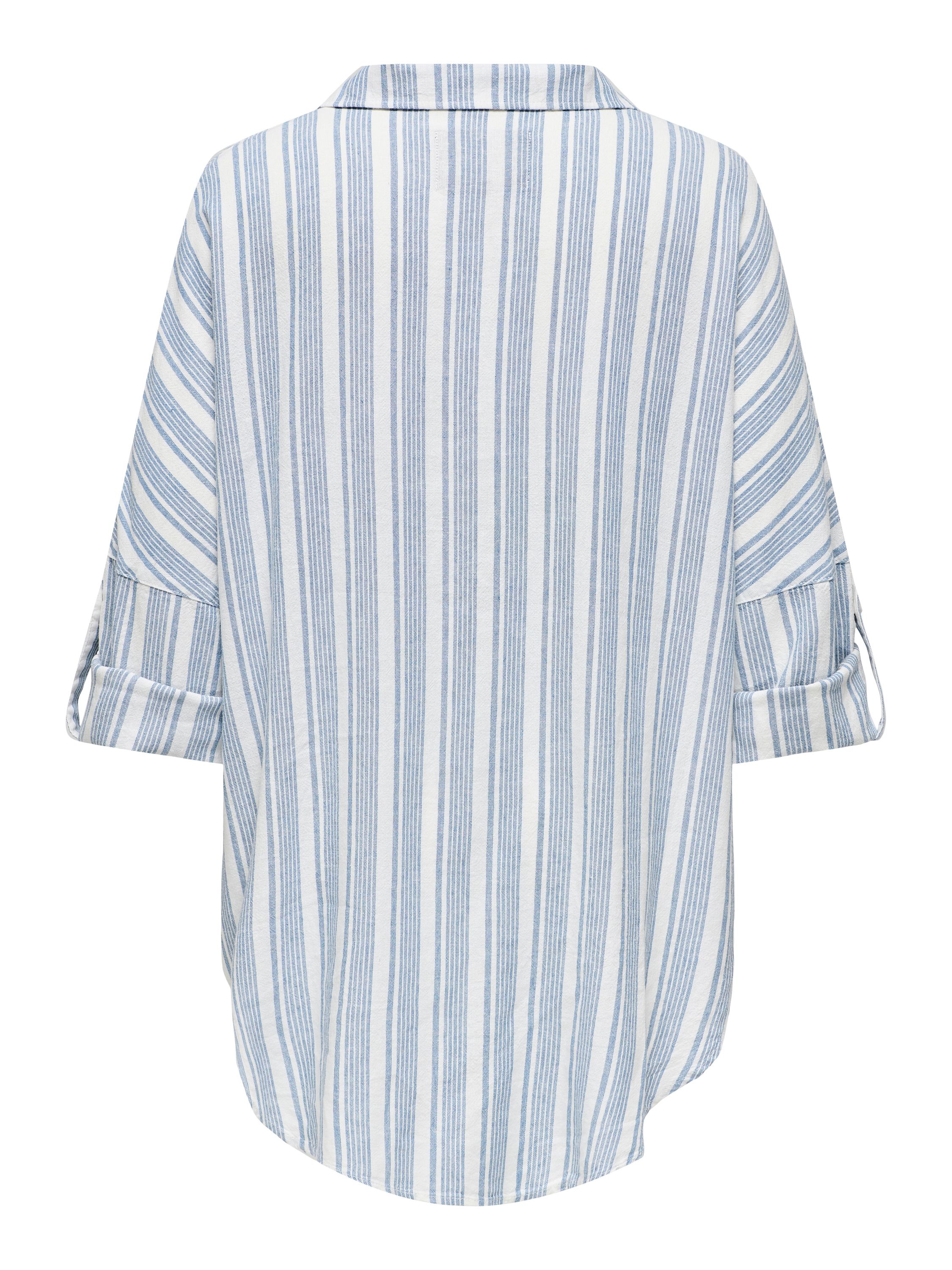 Bluse CARO aus Leinenmix - Coronet Blue/BRIGHT WHITE - Blau