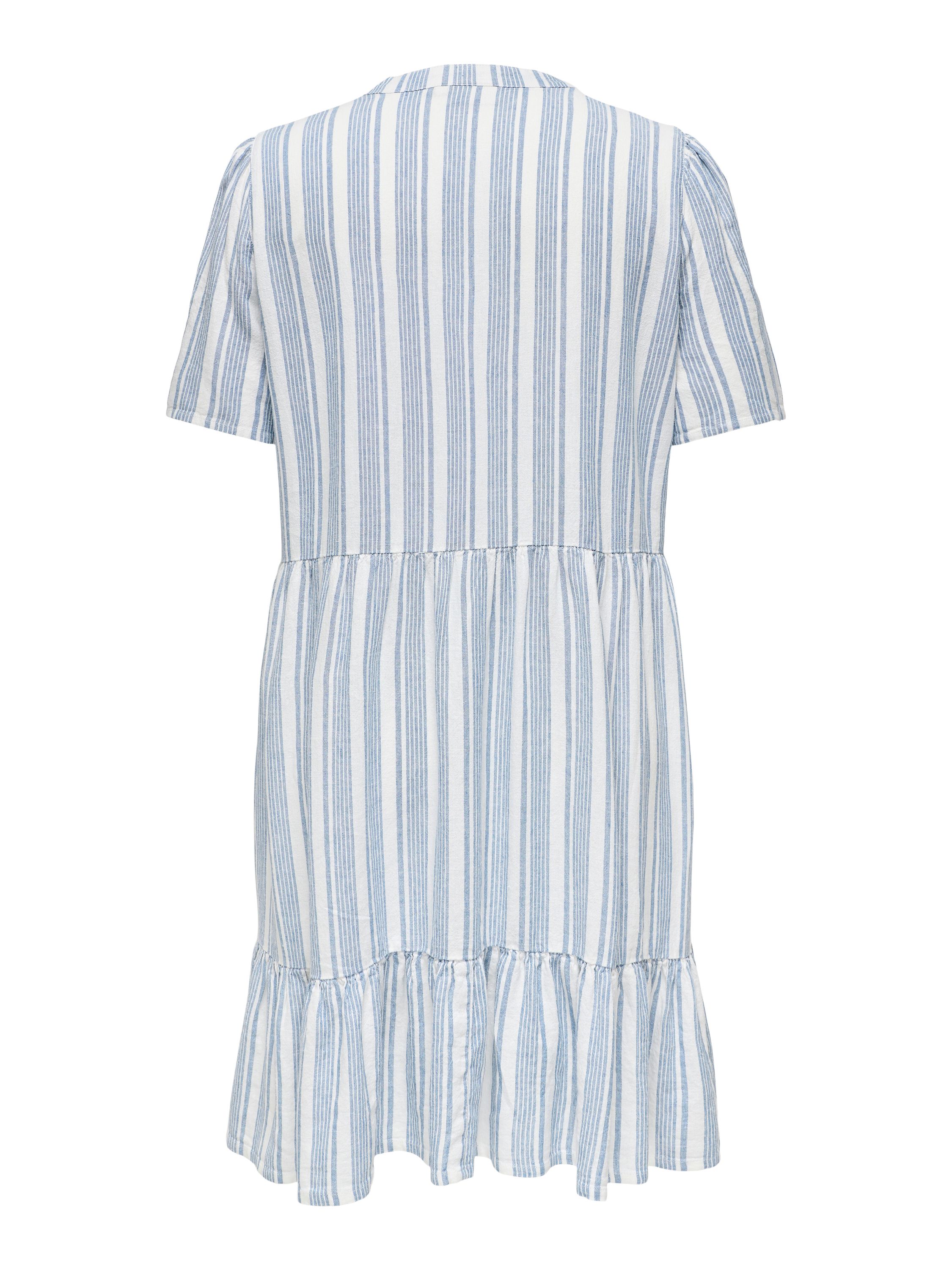 Sommerkleid aus Leinenmix - Coronet Blue/BRIGHT WHITE - Blau
