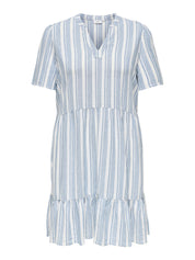 Sommerkleid aus Leinenmix - Coronet Blue/BRIGHT WHITE - Blau