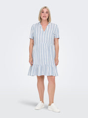 Sommerkleid aus Leinenmix - Coronet Blue/BRIGHT WHITE - Blau