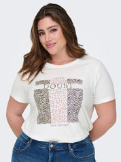 T-Shirt aus Baumwolle mit Print - Cloud Dancer/NEVER DOUBT YOUR - Weiß