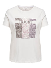 T-Shirt aus Baumwolle mit Print - Cloud Dancer/NEVER DOUBT YOUR - Weiß